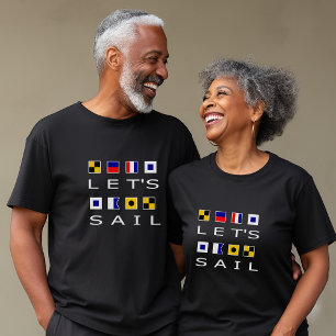 Camiseta Cor Náutica Colorida do vamos Sinalizadores Náutic