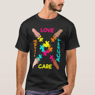 Camiseta Cor Peças do Quebra-cabeça Aceitação Conscientizaç