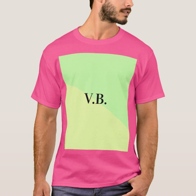 Camiseta Cor sólida simples adicionar texto de nome monogra (Frente)