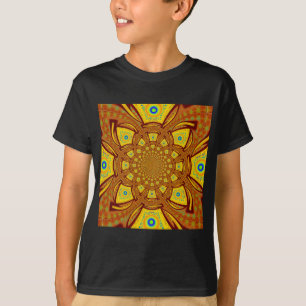 Camiseta Cor tradicional da Ásia Vermelha ouro