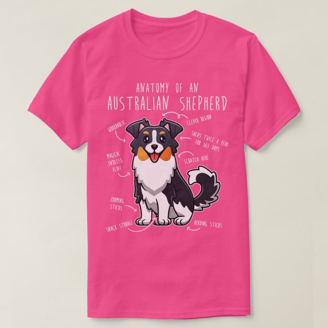 Camiseta Cor tripla da anatomia do pastor australiano (Frente do Design)