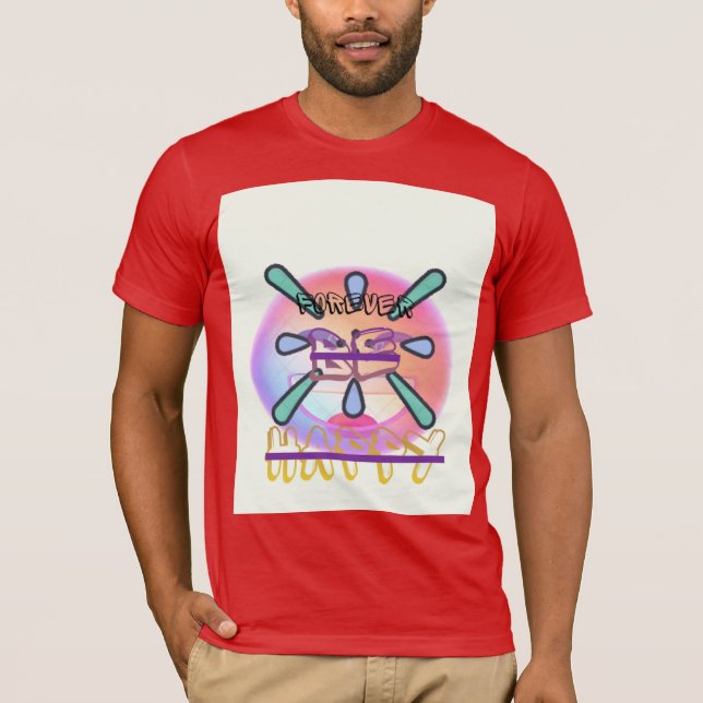 Camiseta cor vermelha com texto sorridente e anima (Frente)