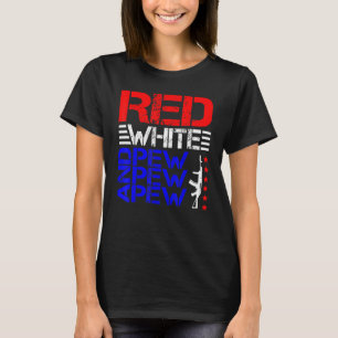 Camiseta Cor Vermelha, Cor Branca E Pew Pew