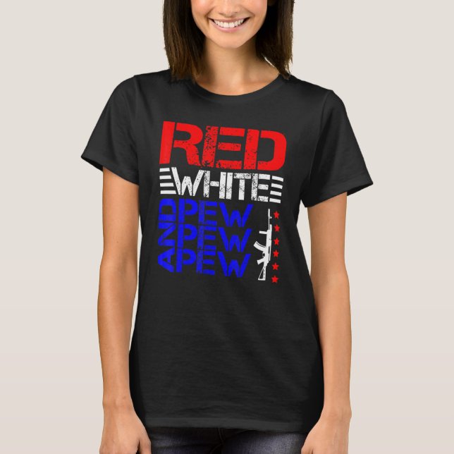 Camiseta Cor Vermelha, Cor Branca E Pew Pew (Frente)