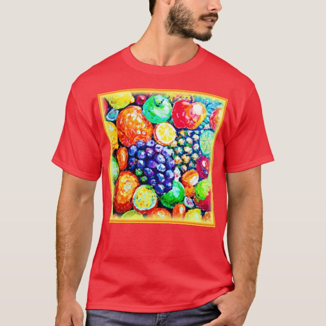 Camiseta Cor Vibrante das Frutas. Comprar Agora (Frente)