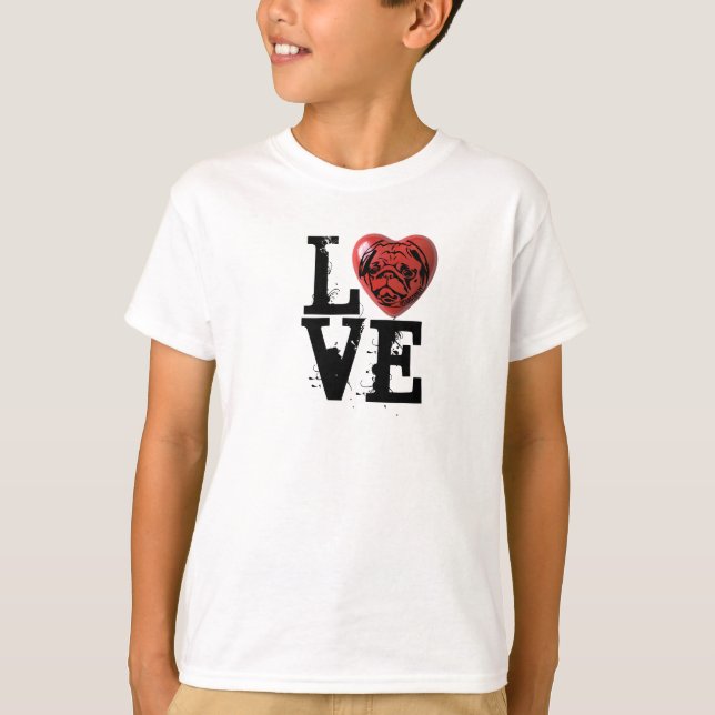 Camiseta Coração 3 dos pugs do AMOR (Frente)