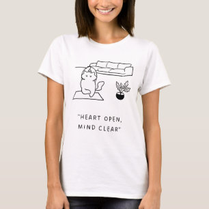 Camiseta "Coração Aberta, Mente Limpa" Ilustração de Gato