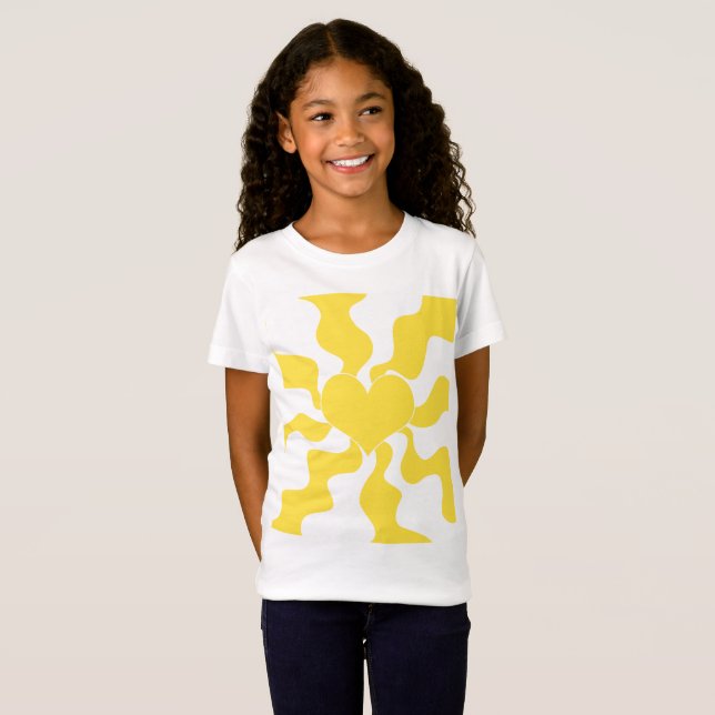 Camiseta Coração - Amarelo-limão e branco (Frente Completa)