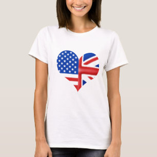 Camiseta Coração americano britânico