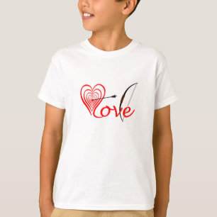 Camiseta Coração amor alvo com seta e arco