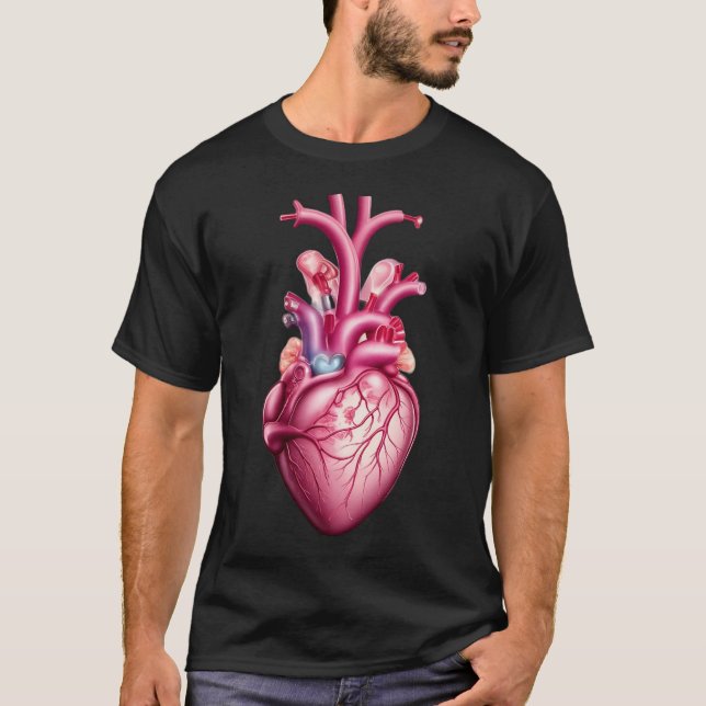 Camiseta coração anatômico brilhante (Frente)