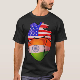 Camiseta Coração Anatômico Dividido Indiano Com Bandeiras