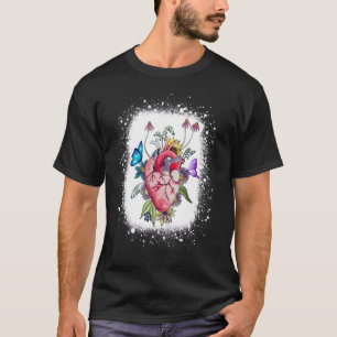 Camiseta Coração Anatômico e Flores Branqueadas Homens