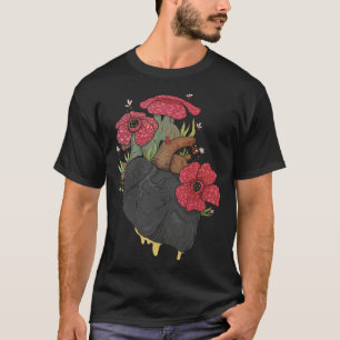 Camiseta Coração Anatômico E Flores Homens Mulheres Cardio