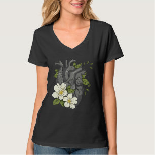 Camiseta Coração Anatômico E Flores Homens Mulheres Cardio