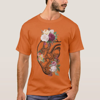 Camiseta Coração Anatômico E Flores Mostram Seu Amor Mulher
