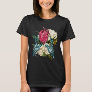 Camiseta Coração Anatômico E Flores Namorados Médico