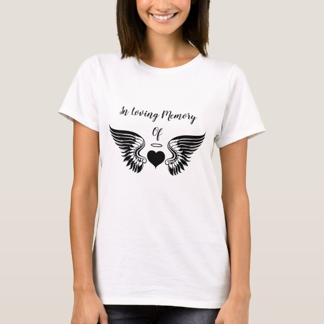 Camiseta Coração Anjo Personalizado E Asas Na Memória Amant (Frente)