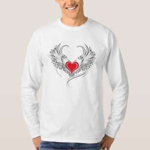 Camiseta Coração Anjo Vermelho com asas