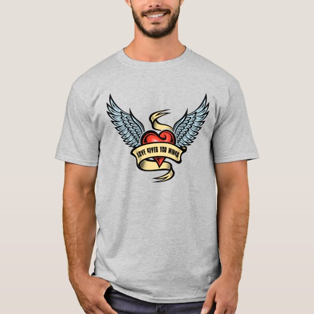 Camiseta Coração Antigo Com Asas (Frente)