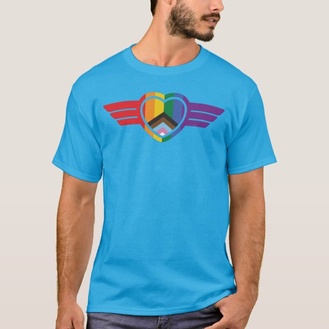 Camiseta Coração Arco-Íris com asas (Frente)