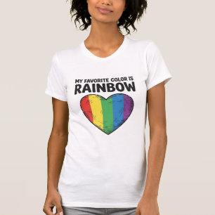Camiseta Coração Arco-íris Gravura Vintage Cor Favorita Cam