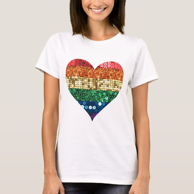 Camiseta coração arco-íris lgbt (Frente)