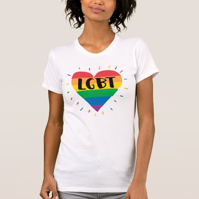 Camiseta Coração Arco-Íris LGBT (Frente)