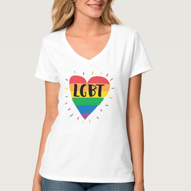 Camiseta Coração Arco-Íris LGBT (Frente)