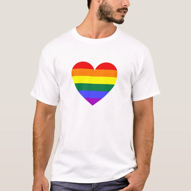 Camiseta Coração arco-íris Orgulho gay LGBT (Frente)