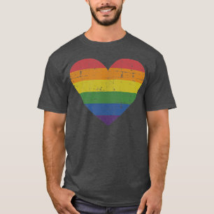 Camiseta Coração arco-íris para gay e orgulho de apoio lésb