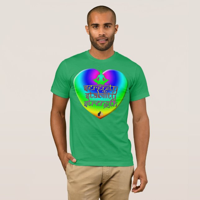 Camiseta Coração Arco-Íris Serenidade Estabilidade (Frente Completa)