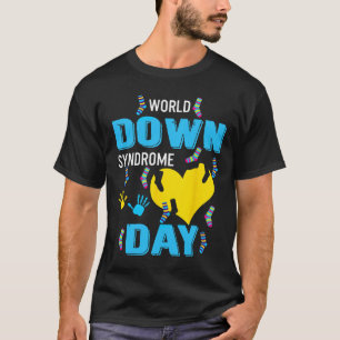 Camiseta Coração Azul Amarelo 21 Conscientização do Síndrom
