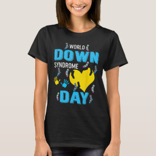 Camiseta Coração Azul Amarelo 21 Conscientização do Síndrom