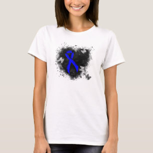 Camiseta Coração azul do Grunge da fita da consciência