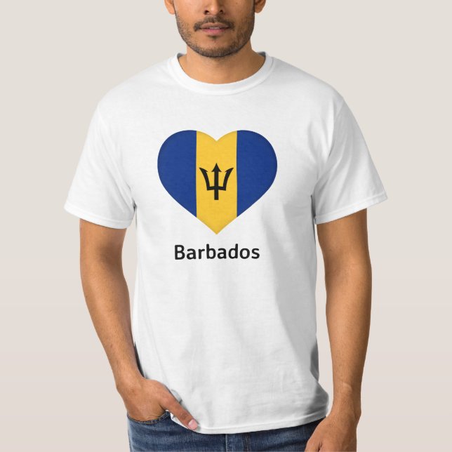 Camiseta Coração - Bandeira Barbados (Frente)