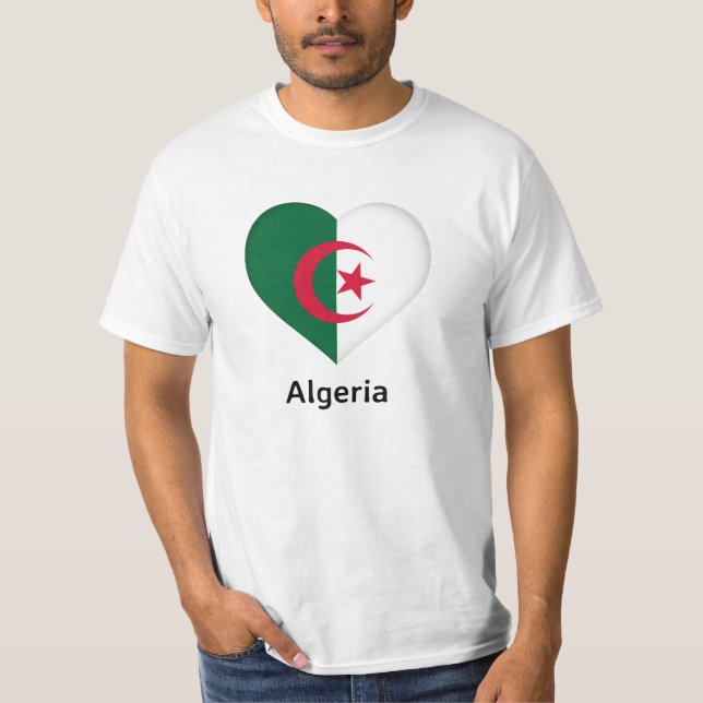 Camiseta Coração - Bandeira da Argélia (Frente)