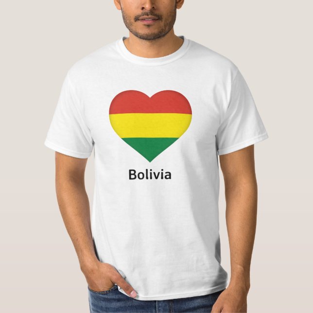 Camiseta Coração - Bandeira da Bolívia (Frente)