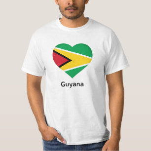 Camiseta Coração - Bandeira da Guiana