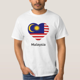 Camiseta Coração - Bandeira da Malásia