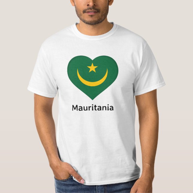 Camiseta Coração - Bandeira da Mauritânia (Frente)