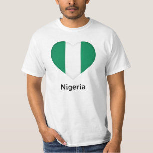 Camiseta Coração - Bandeira da Nigéria