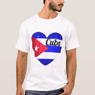 Camiseta Coração Bandeira de Cuba