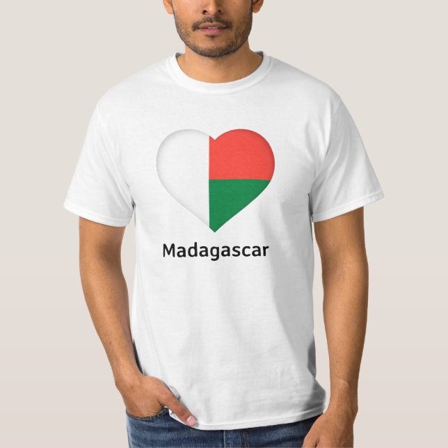 Camiseta Coração - Bandeira de Madagascar (Frente)