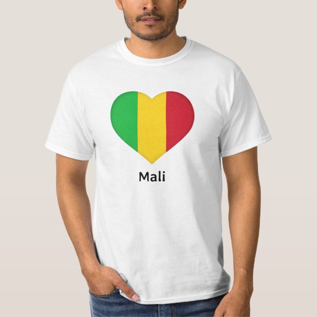 Camiseta Coração - Bandeira do Mali (Frente)