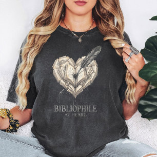 Camiseta Coração Bibliôfilo Livros Pena de escrever Salpico