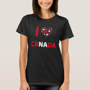 Camiseta Coração Bonito Cheio de Folha de Maple Canadense I