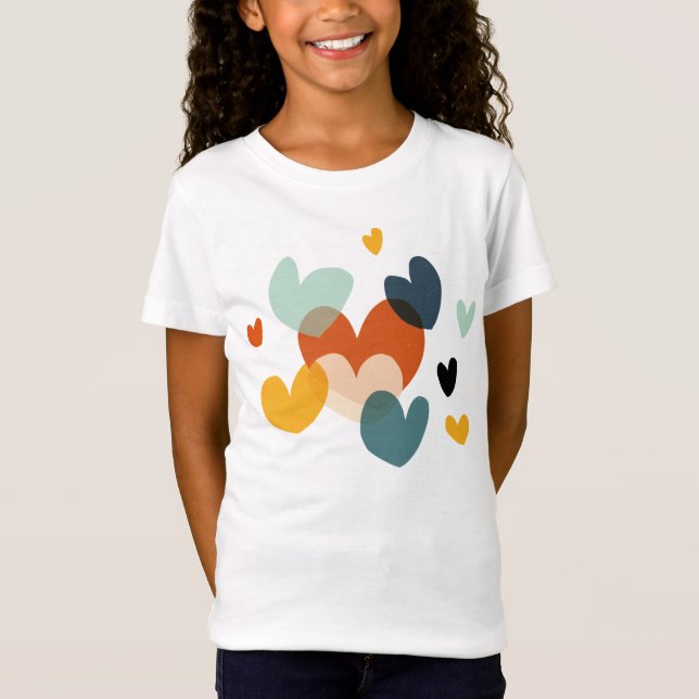 Camiseta Coração Bonito Desenha Arte Coração Design (Frente)
