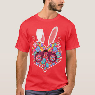 Camiseta Coração Bonito Dia do Felz pascoa Coelho Policial