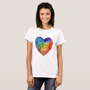 Camiseta Coração bonito do arco-íris da aguarela